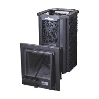 Печь для бани Сталь-Мастер HARD 20L Хохлома без дверцы закрыт.каменка дровяная сетка
