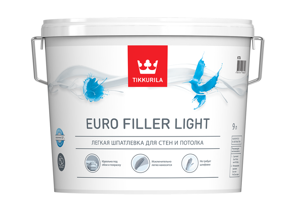 Шпатлевка легкая EURO FILLER LIGHT KTA 9,0 л