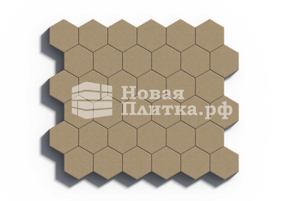 Тротуарная плитка Шестигранник, 218х190х70 мм, стандарт Бежевый